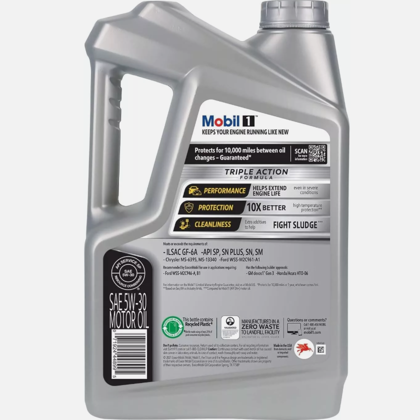 ZYQ5 MOBIL 1 น้ำมันเครื่อง 5W-30 สังเคราะห์เต็มรูปแบบ 4.73lhigh ประสิทธิภาพการทำงานน้ำมันหล่อลื่นและน้ำยาทำความสะอาด